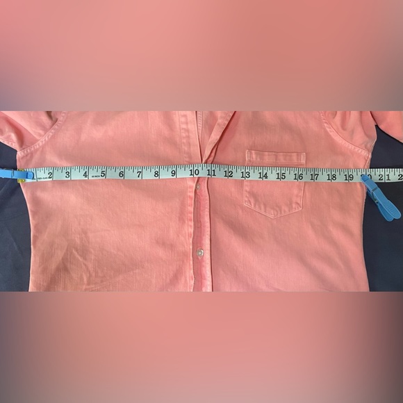 Frank & Eileen BARRY Tailored Button-Up Shirt Famous Denim Size: M Pink - Picture 15 of 16